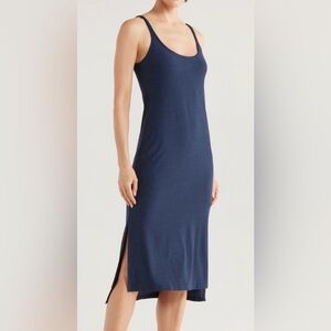 NWT - Beyond Yoga Athletic Strap Midi Dress Side Vent- Made in USA - Navy - Sz L